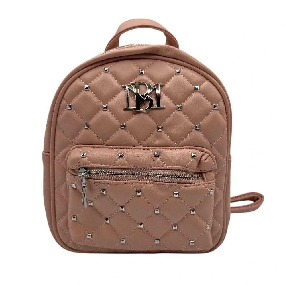 BADGLEY MISCHKA QUILTED MINI STUDDED BLUSH BACKPACK